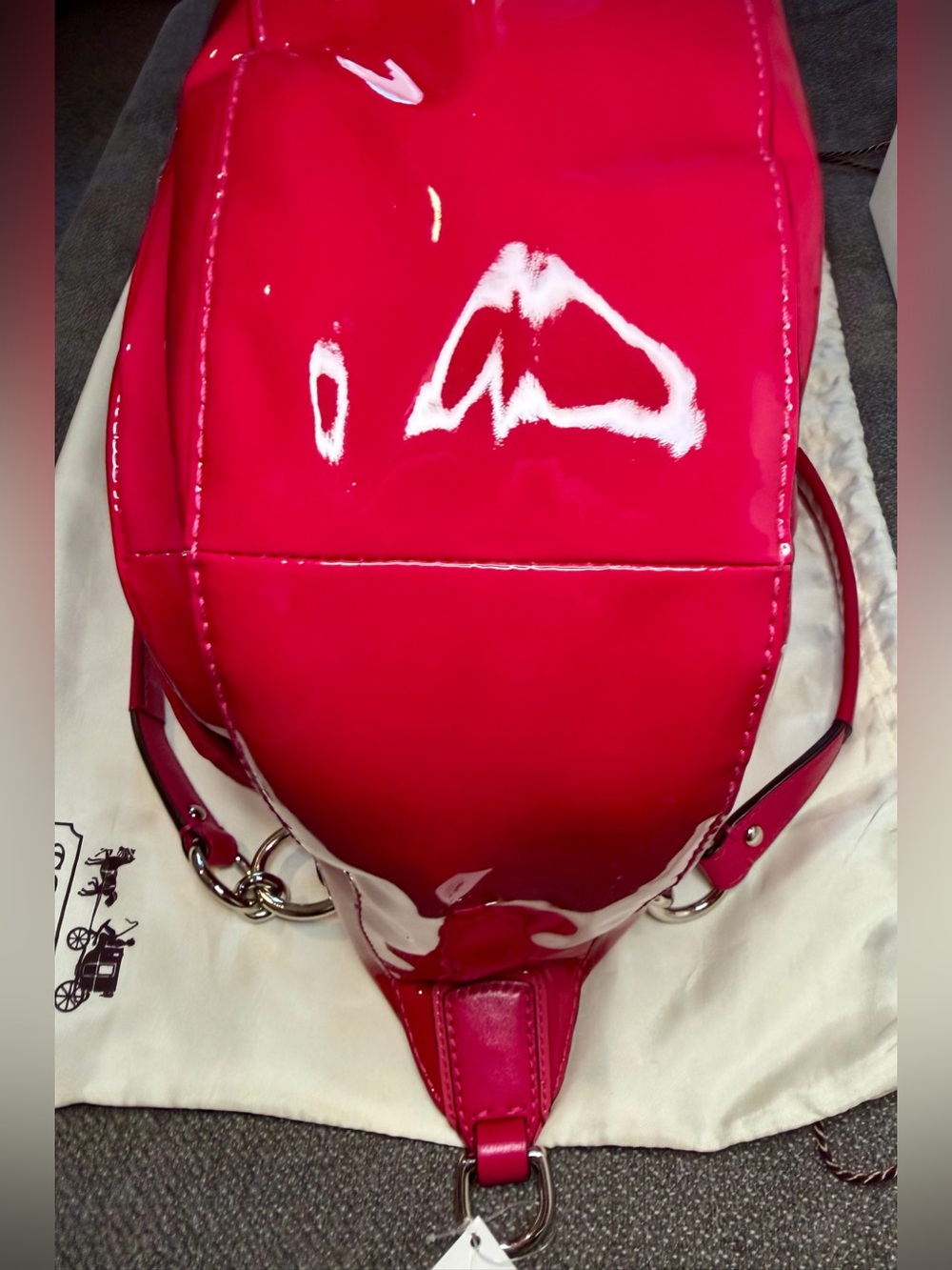 Coach Kristin Raspberry Patent Leather Round Satchel No. B1293-19297 - Picture 6 of 13